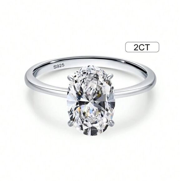 Sterling Silver Diamond Solataire Ring 7 - Picture 3 of 7